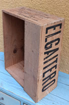 Caja madera antigua sidra El gaitero. 48x38x18