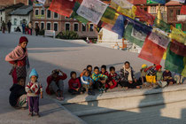 Young kids at the great stupa of Bouthanath, Nepal, 2013