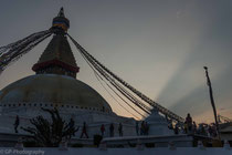 Great stupa of Bouthanath in the evening light, Nepal, 2013