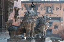 Lions guarding the Indreshwor Temple, Panauti, Nepal, 2013