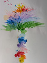Regenbogenblume - Pinselübungen (Acryl)