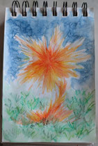 Feuerblume - Farbentwurf (Aquarellkreide)