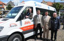 2015, Einweihung des neuen Busses auf dem Neustadtmarktplatz in Warburg