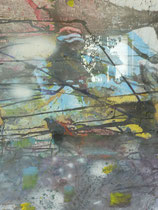 Wasserspiel, Acryl/Tusche a. Papier m. Glasrahmen, insges. 102 x 128 cm