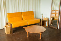 ソファ & ローテーブル ( Sofa & Wood Low Table )