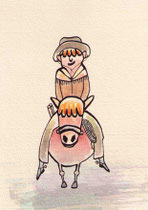 PONY (Geht ein Cowboy zum Friseur. Als er wieder kommt ist sein Pony weg.) 14,5X10 cm 90,-€