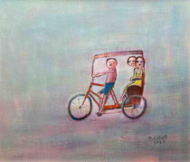 FAHRRADTAXI (HAVANNA) II, Acryl 68X80 cm 1.900,-€