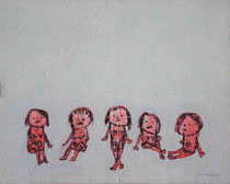 FÜNF SITZENDE, Acryl  80X100 cm 1.900,-€
