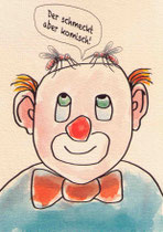 ZWEI MÜCKEN BEISSEN EINEN CLOWN 14,5X10 cm 90,-€