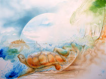 Das Meer Chaos; Martin Welzel, 2021; 65 x 50 cm; Tusche, Acryl, Aquarell, Farbstifte auf Papier; in Privatbesitz