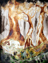 "Tiefer als der tiefste Schlaf"; Martin Welzel, 2023; 65 x 50 cm; Tusche, Aquarell, Farbstifte auf Papier