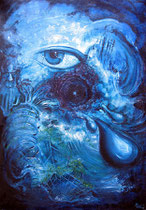 Astrale Expeditionen; 1998; 100 x 70 cm; Acryl auf Hartfaserplatte