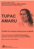 Affiche Concert novembre 2008 Tupac Amaru - Villiers sur Marne