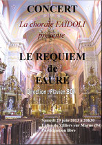 Affiche Concert Requiem de Fauré juin 2013 - Villiers sur Marne
