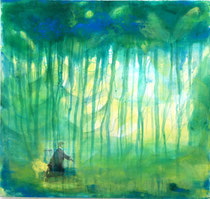 ALLES FLIESST 160x170 cm Pigmente auf Leinwand