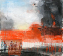 VERLORENES LAND 160x170 cm Pigmente auf Leinwand