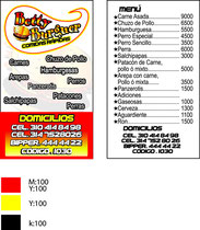 Tarjeta personal restaurante de comidas rápidas 2008