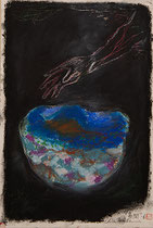 「幕間ー6」紙にパステル2022年 /"Between Curtains-6", pastel on paper, 285x195mm, 2022