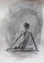 "Daydreamer VI", Kohle auf Aquarellpapier 30x40 xm