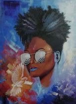 "No to racism", Acryl auf Leinwand , 80 x 60 cm