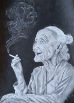 "Die 100 Jährige", Bleistiftzeichnung ,VERKAUFT! 