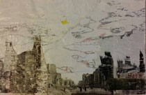 Ressurection, Décollage with Collage, 26 x 39 cm, 2014