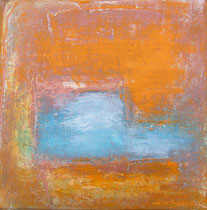 NARANJA CON TURQUESA    30 x 30 cm