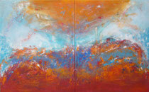 ENTRE EL CIELO Y LA TIERRA    díptico 100 x 162 cm  - vendido/sold   
