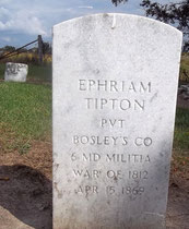 Ephriam Tipton served in the War of 1812.
