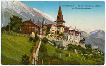 Hotel "Mariabrunn" (vorm. von Attlmayr'scher Neuhof), Höhenstraße 120, Mühlau (1938 nach Innsbruck eingemeindet); seit 1931/32 Neubau. Photochromdruck 9 x 14 cm; Impressum: K(arl). Redlich, Innsbruck, postalisch gelaufen 1916.  Inv.-Nr. vu914pcd00073
