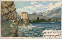 Fort S(an). Nicolo in Riva. Chromolithographie 9 x 14 cm: Entwurf: Otmar Zieher, München um 1900.  Inv.-Nr. vu914clg00014