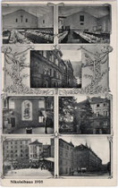 Das studentische Konvikt „Nikolaihaus“ in der Sillgasse. siebenteilige Mehrbildkarte, Lichtdruck 9 x 14 cm ohne Impressum, postalisch befördert 1910.  Inv.-Nr. vu914ld00181
