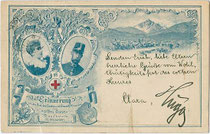 "Erinnerung an das Fest des Landes- und Frauenhilfsvereins vom 'rothen Kreuz' - Innsbruck 23. Oktober 1897". Autotypie 9x14cm; kein Impressum.  Inv.-Nr. vu914at00019