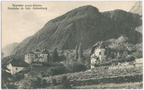 Pension Ansitz Liebenburg in Pigenò 26, Fraktion St. Michael, Gemeinde Eppan. Gelatinesilberabzug 9 x 14 cm; Impressum: Lorenz Fränzl, Bozen, postalisch befördert 1937.  Inv.-Nr. vu914gs00122