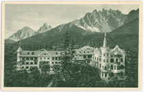 Wildbad Innichen im Hochpustertal (1.339 m), im Neorokokostil 1900 erbaut. Rastertiefdruck 9 x 14 cm ohne Impressum um 1910.  Inv.-Nr. vu914rtd00005