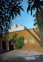 Pinacoteca mit Blick auf Telmex-Gebäude   2014, 180 x 130 cm  (Privatbesitz, Düsseldorf)