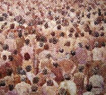 "Masse (in Orange, Ocker, Rosa)", 2005, Öl auf Leinwand, 140 x 155 cm