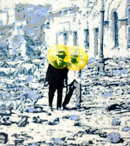 &quot;Gespräch&quot;, 2017, Öl auf Leinwand, 130 x 115 cm