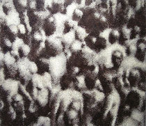 "Masse (in Gelb, Grau und Braun)", 2005, Öl auf Leinwand, 160 x 185 cm