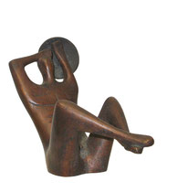 Krieger sitzend mit Schild - 13 cm - Bronze - 1986