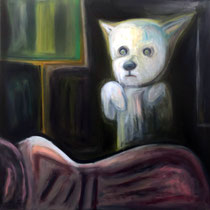 Nightwatch (While You Were Sleeping) (2021), oil on canvas, 30" x 30"