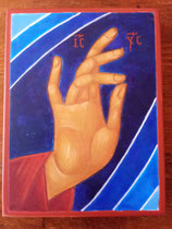 11 - petite main bénissant du Christ - dimensions 13x17 - décembre 2021 - cadeau pour anniversaire 30 ans Julia (fille d'Elisa)