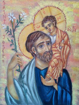 176 - Saint Joseph et le Christ enfant - décembre 2021 - dimensions 30x40 - non encadré