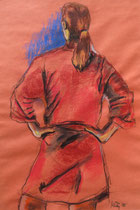 "Red Robe", Mixed Media auf Papier, 60 x 75 cm, 100 Euro