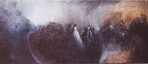 Le salon de la dame blanche -  huile sur toile (60x26)
