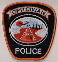Opitciwan Police  (Atikamekw)  (Version 5)  (Fond noir , contour orange  /  Black background , orange border)  (Modèle rejeté / Rejected model)  (Neuf / New)  1x