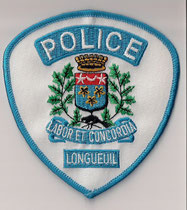 Police Longueuil  (Fond blanc / White background)  (Contour bleu ciel / Blue sky border)  (Ancien / Obsolete)