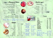 Menu tarifs dépliant 2 volets "crédit: infographie et illustrateur "