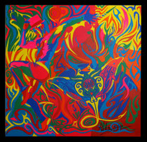 Danseur Maori 100x100cm acrylique Artina