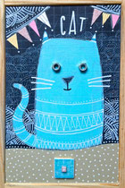 "CHAT BLEU" - 18 cm x 26 cm - PRIVATE COLLECTION